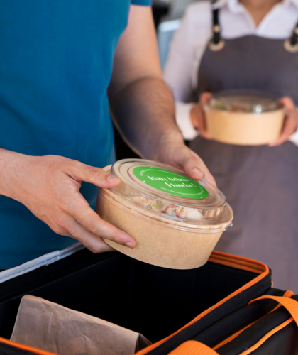 Etiquette scellée sur conteneur en carton