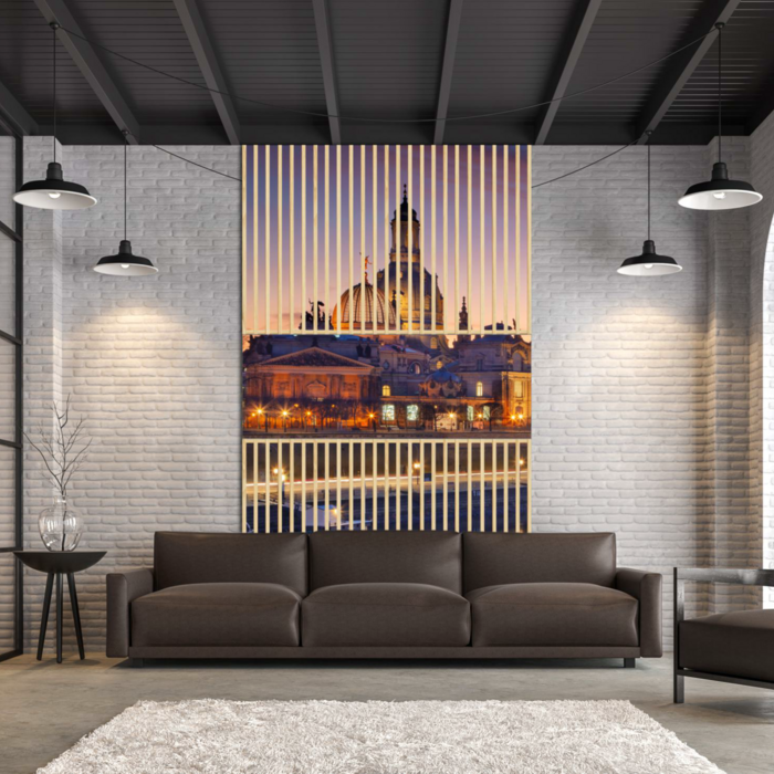 Tableau mural avec revêtement en bois