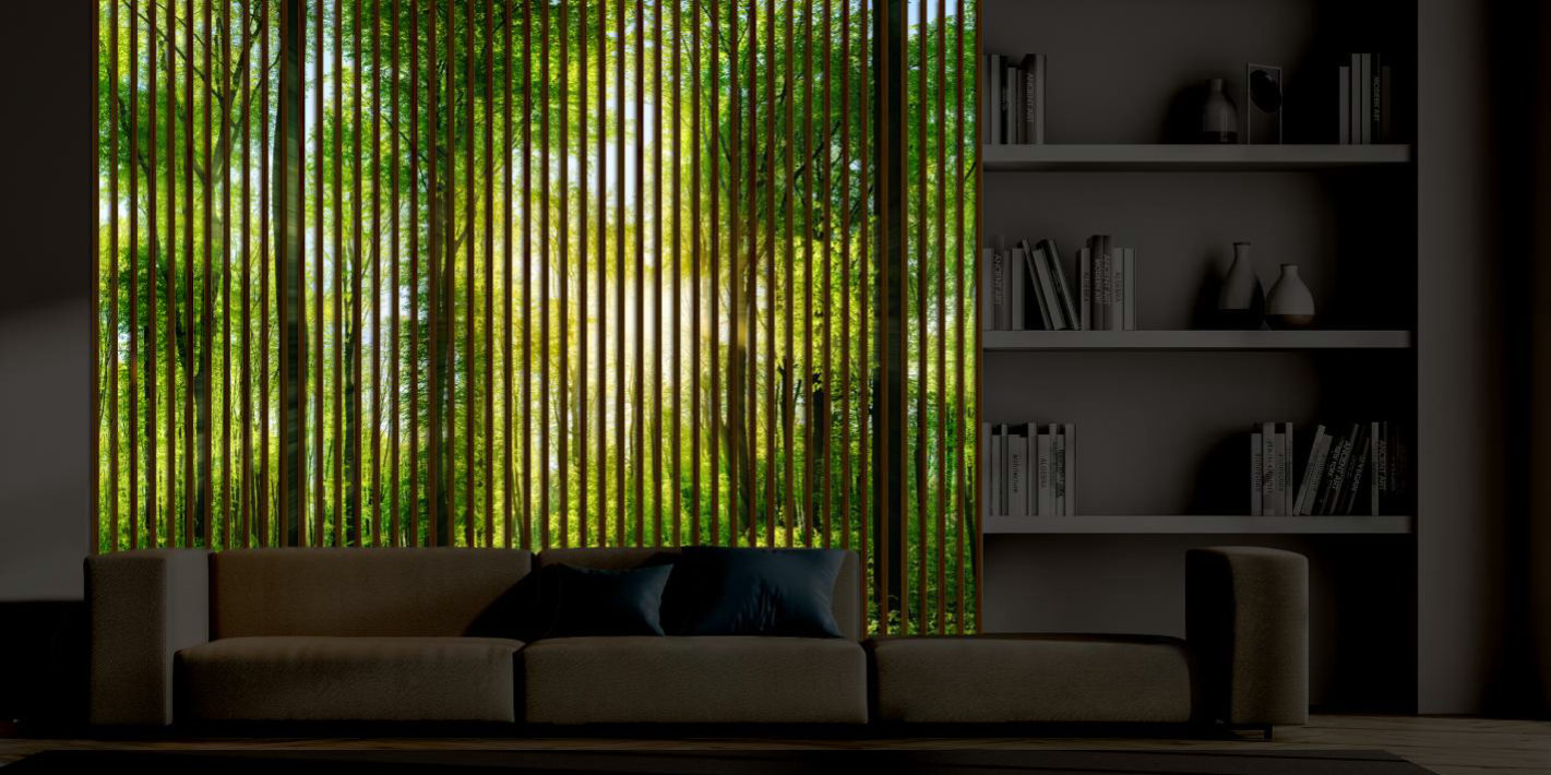 un exemple d'image pour un cadre textile tendu avec fonction LED intégrée