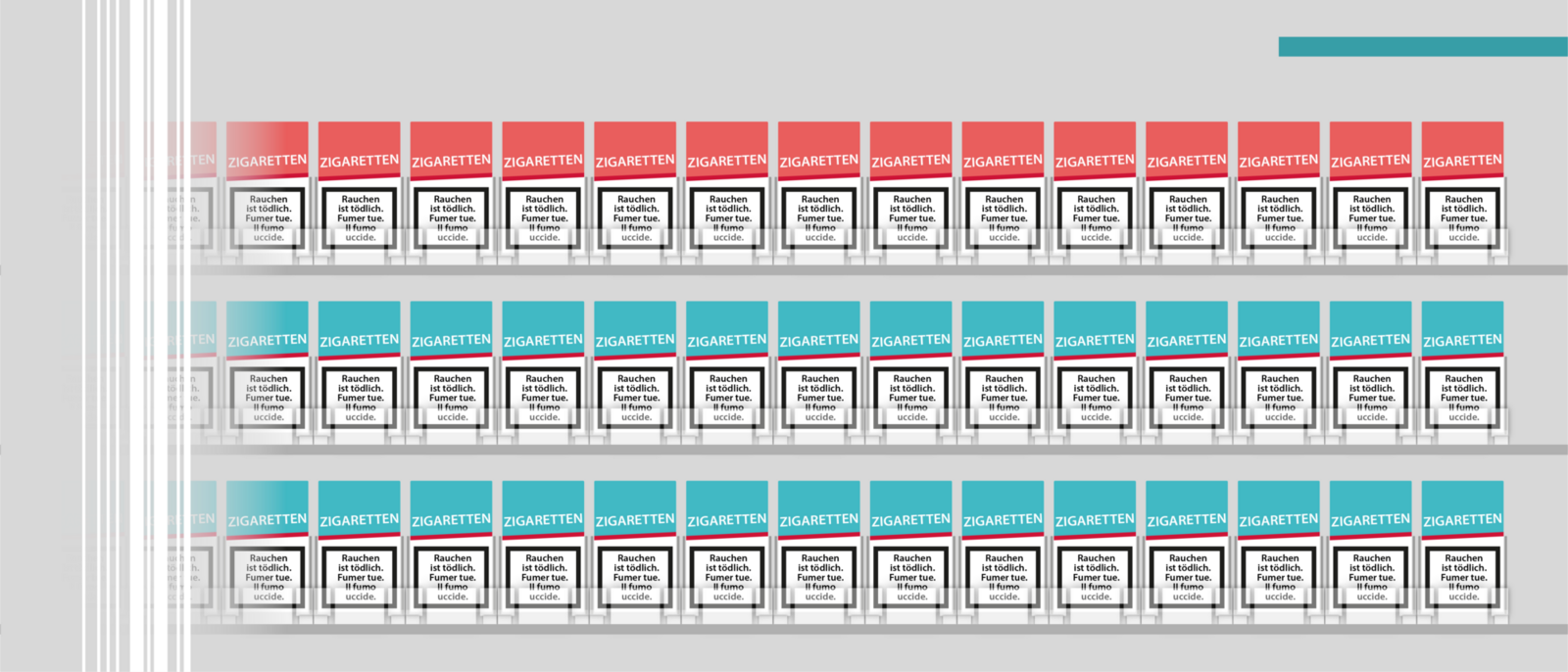 ein Bild verschiedener Tabakartikel in einem Planogram