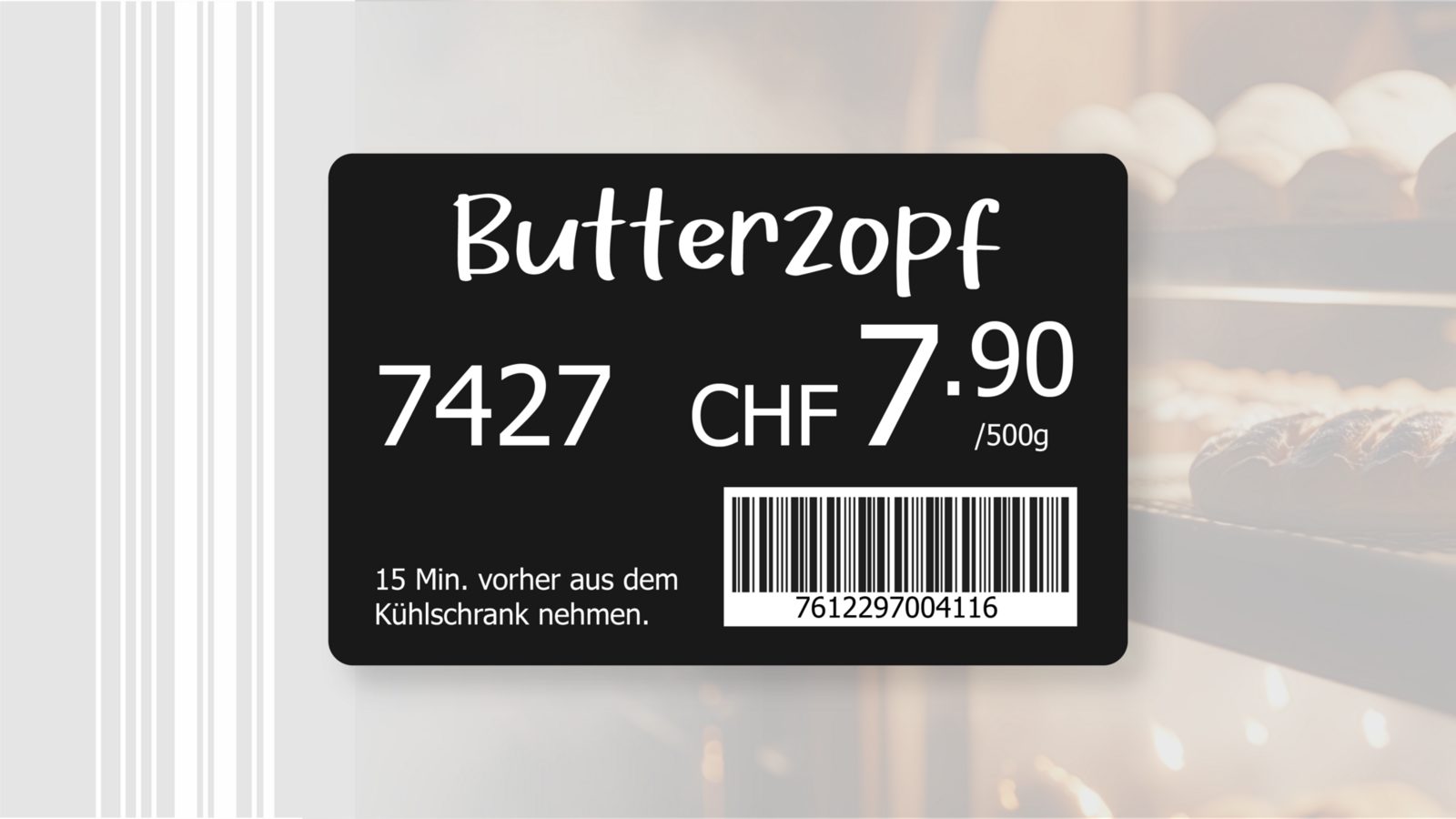 PVC Karte in schwarz mit weissem Aufdruck und EAN-Code