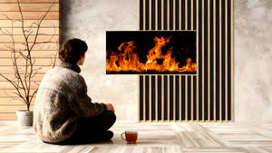 eine Wohnzimmer Einrichtung mit einer Wandbild Installation