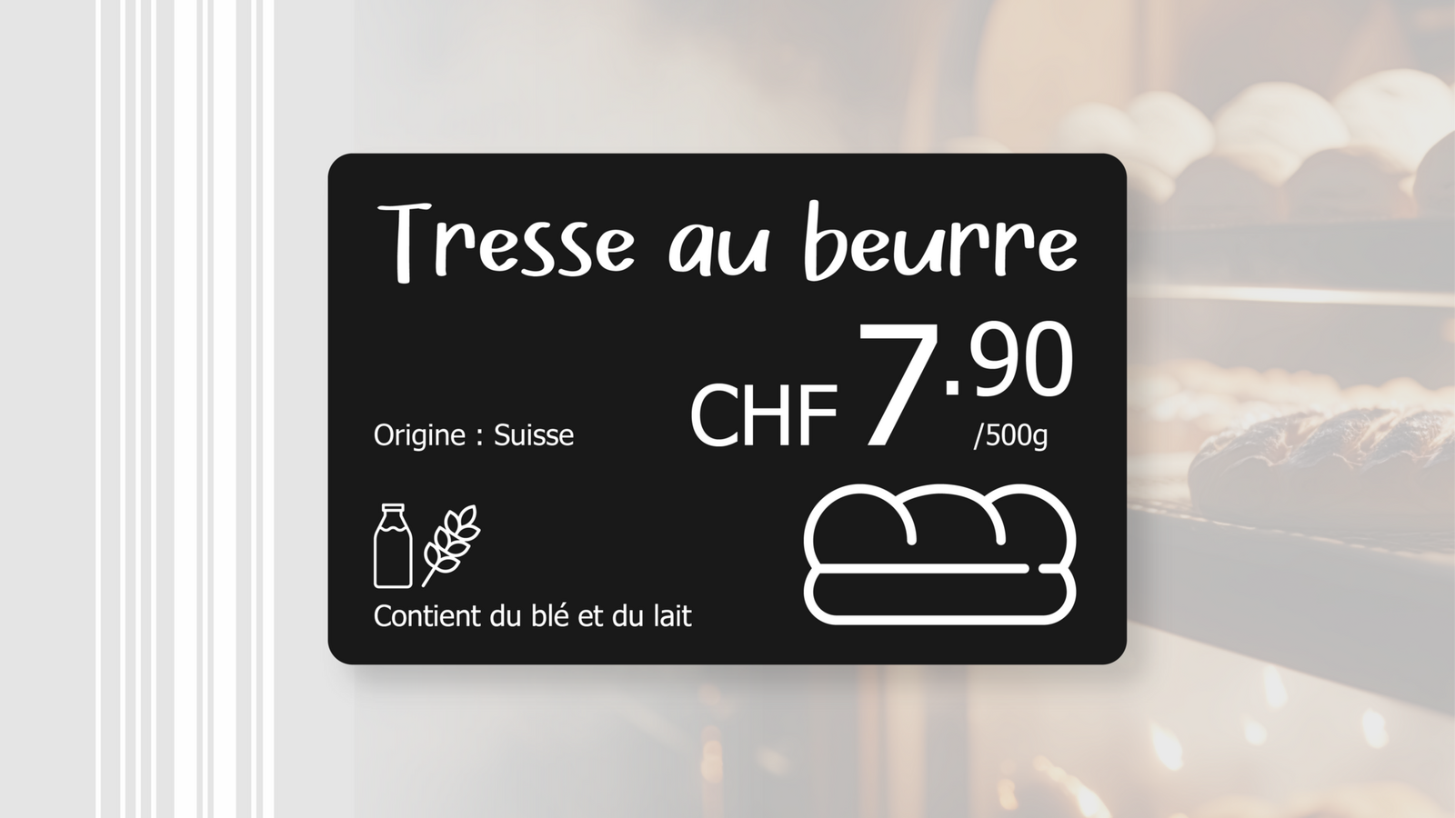 Carte en PVC noir avec impression blanche
