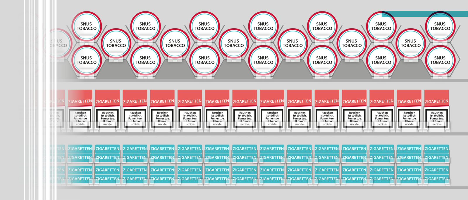 une image de différents articles de tabac dans un planogramme