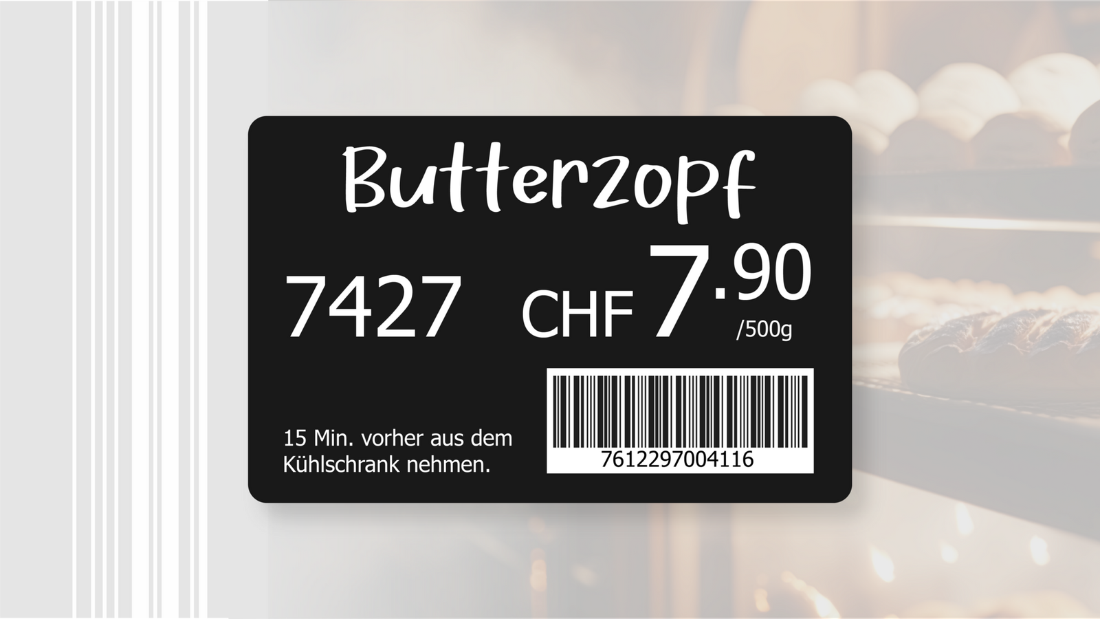 PVC Karte in schwarz mit weissem Aufdruck und EAN-Code