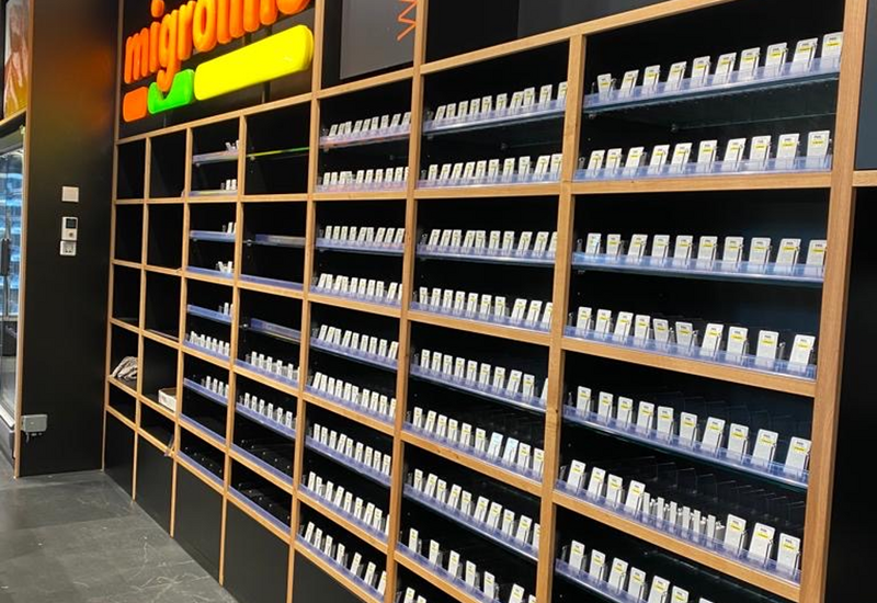 Rayon Migrolino équipé d'un système de poussoirs de marchandises