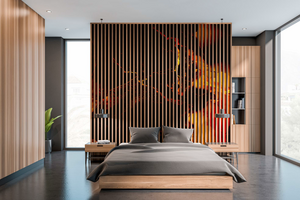 un aménagement de la chambre à coucher avec une installation de peinture murale