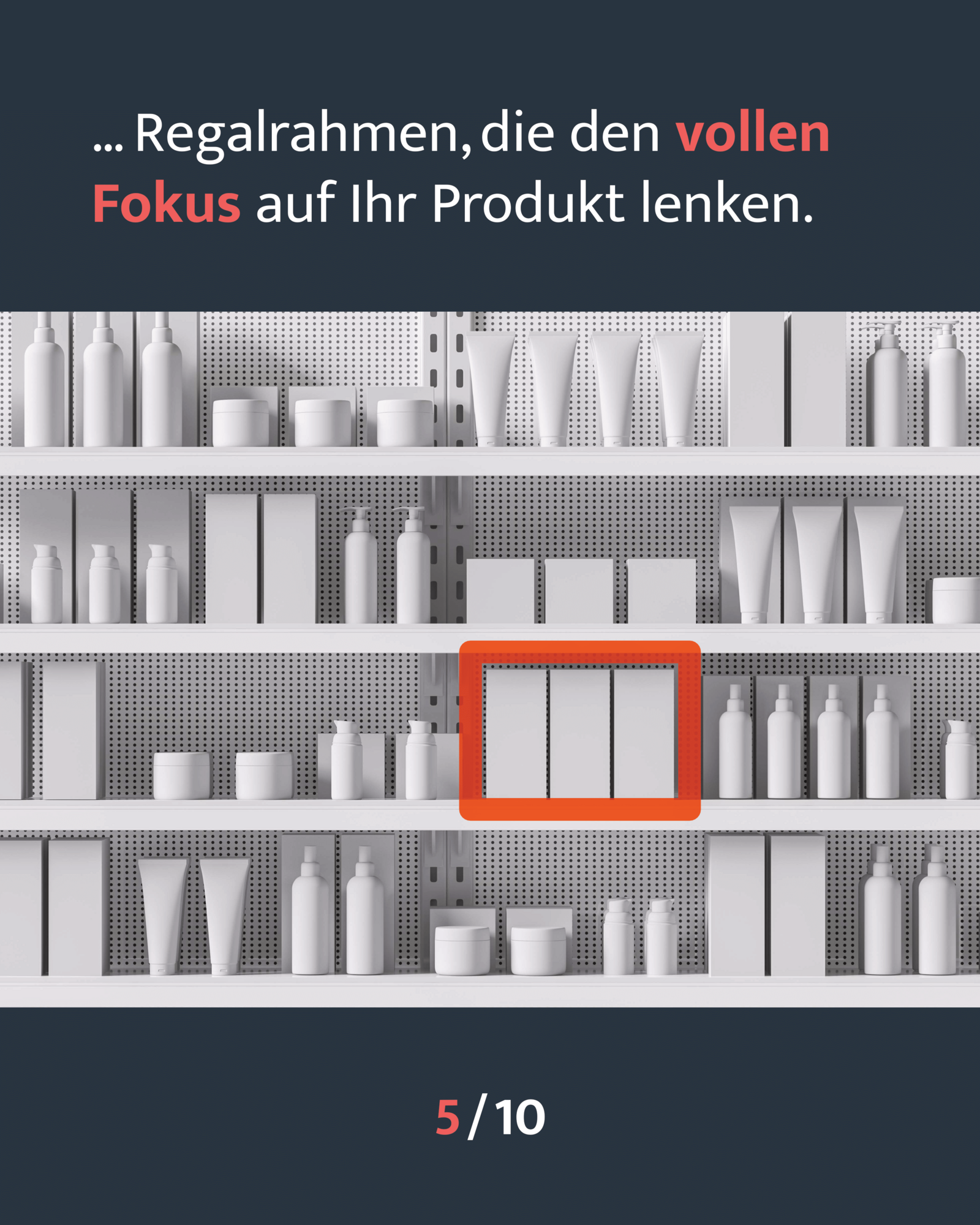 Regalrahmen lassen den Fokus auf Ihr Markenprodukt richten